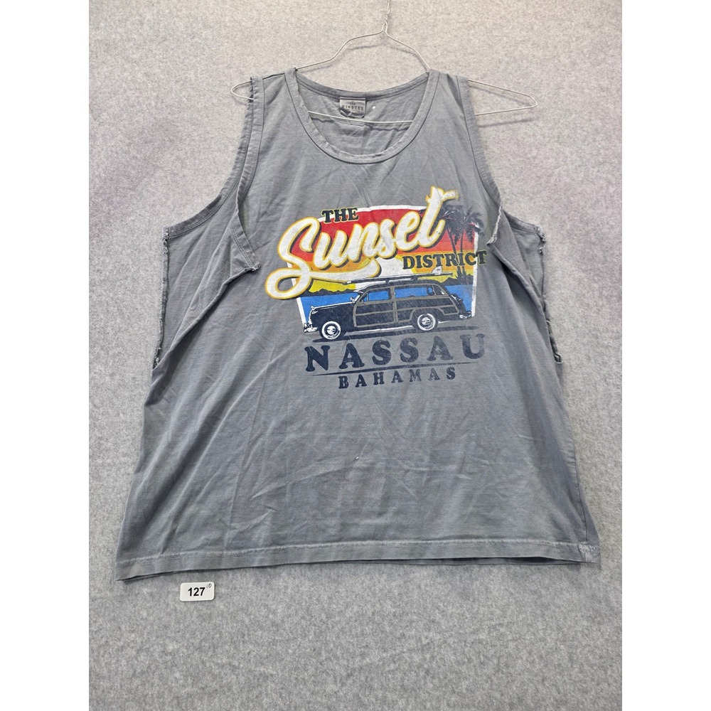 Windsor Nassau Bahamas Sunset District Graphic Tank Top Mens Medium Gray Cotton
